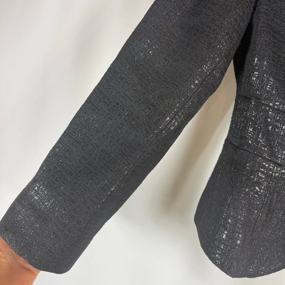 White House Black Market Metallic Black Blazer size:2